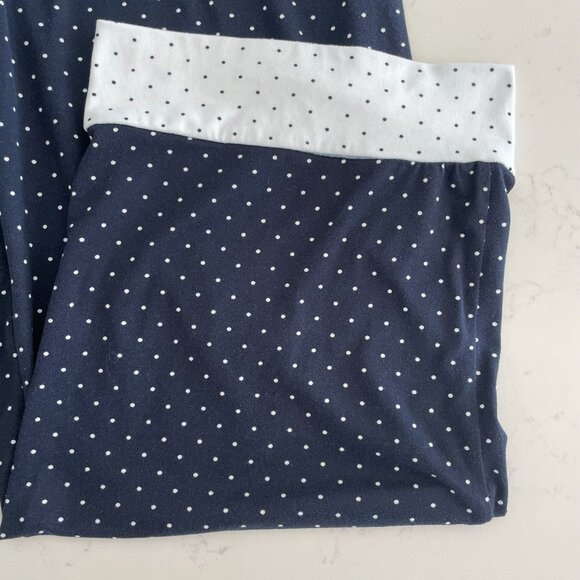 FN by Flora Nikrooz 2 pce Lounging Robe & Pants Polka Dot Print Navy White Sz L - Picture 9 of 15